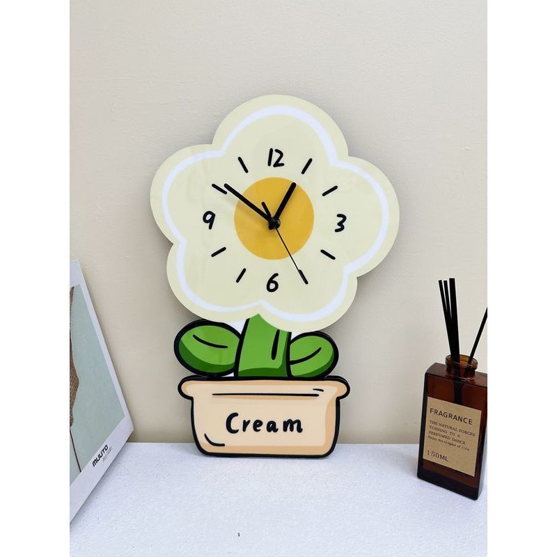 现代简约文艺客厅风创意装饰挂墙钟表奶油餐厅花店静音时钟挂钟饰