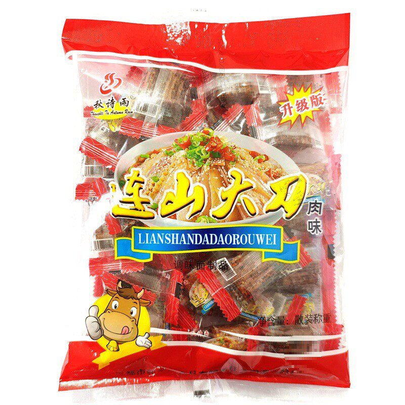 新货零食秋诗雨手撕牛肉味辣条连山大刀肉辣条素肉网红麻辣小吃零
