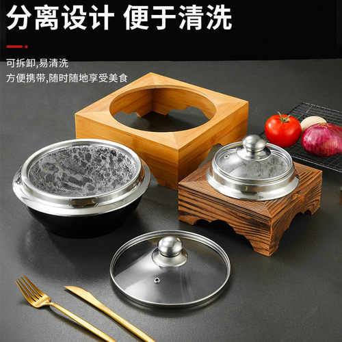 热销抗裂石锅拌饭石头锅碗拌饭石韩式石锅加热鱼翅煲粥碗