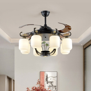 通莹家居吊扇灯新中式风扇灯客厅灯餐厅卧室书房灯中国风吊灯