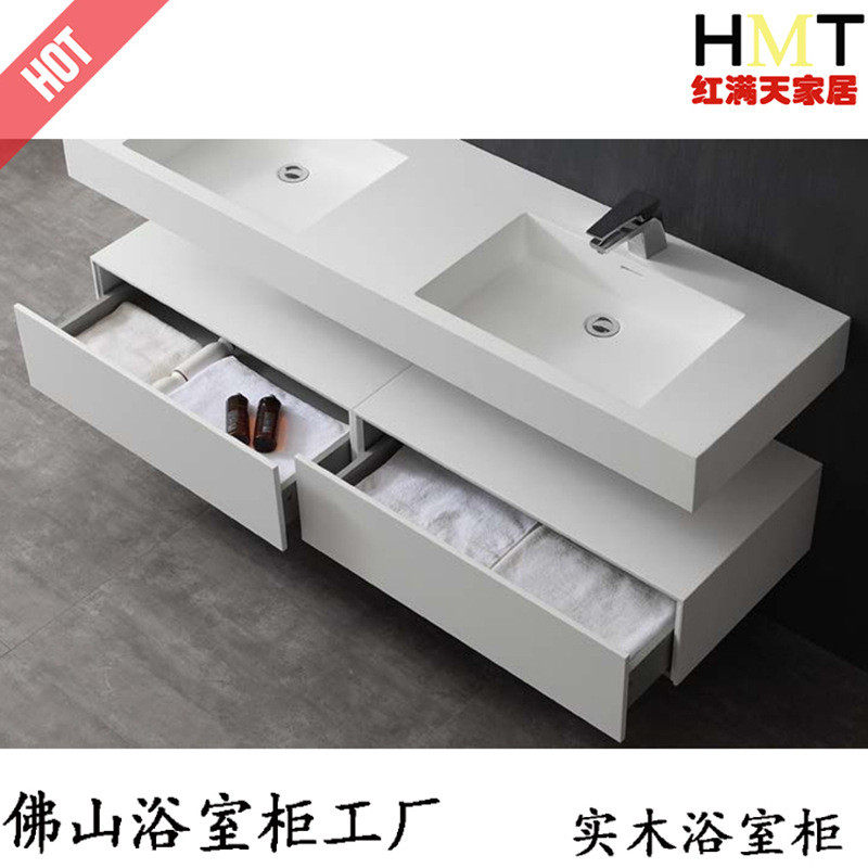 佛山北欧现代实木浴室柜酒店卫生间人造石双盆智能镜挂墙式洗漱柜,家装主材,浴室柜组合,淘宝优惠券,粉丝福利购,淘宝优惠卷