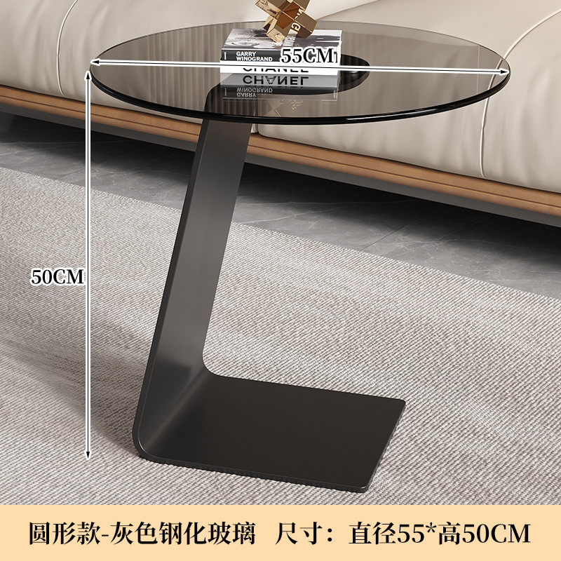 钢化玻璃茶几客厅沙发意现代简约边几轻奢式极简圆桌创意角几