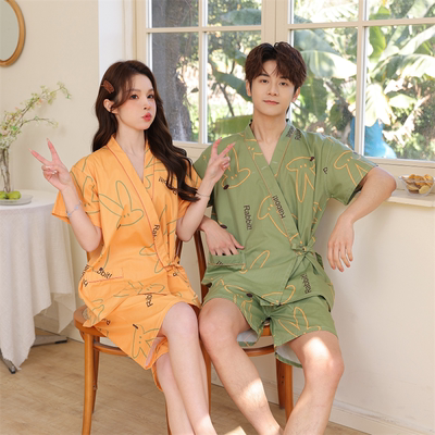 汗蒸服浴服开衫男女情侣桑拿洗浴服和服家居服睡衣套装刮痧推背