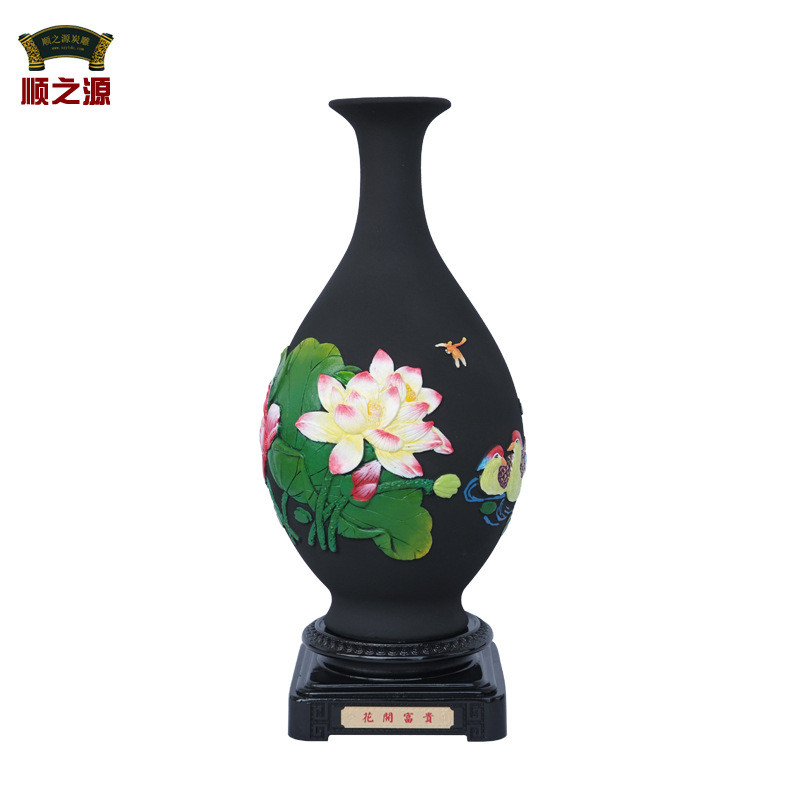 活性炭雕花瓶现代商务会议婚庆礼品中式艺术摆件酒柜客厅家居饰品