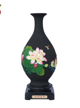 活性炭雕花瓶现代商务会议婚庆礼品中式艺术摆件酒柜客厅家居饰品