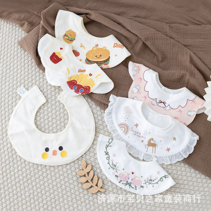 呵儿特婴儿围嘴防水圆形围嘴新生儿3条装口水巾儿童围兜吃饭兜