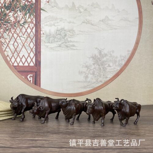五牛古风桌面旧老黄牛水牛做茶宠摆件生肖牛摆件