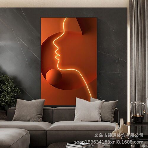 人物装饰画现代落地直播间轻奢玄关挂画画北欧客厅壁画黑白时尚