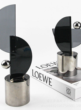 热销现代轻奢玄关水晶摆件别墅民宿半圆桌面客厅电视柜酒店书房工