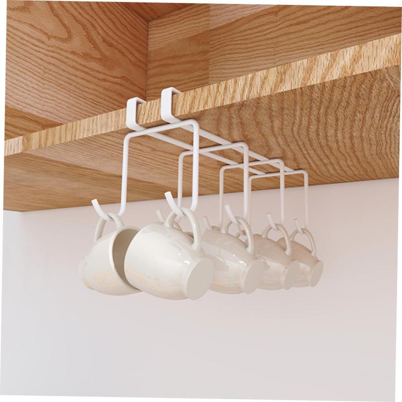 8 Hooks Mug Coffee Cup Under Shelf Metal Hanger Storage Rack