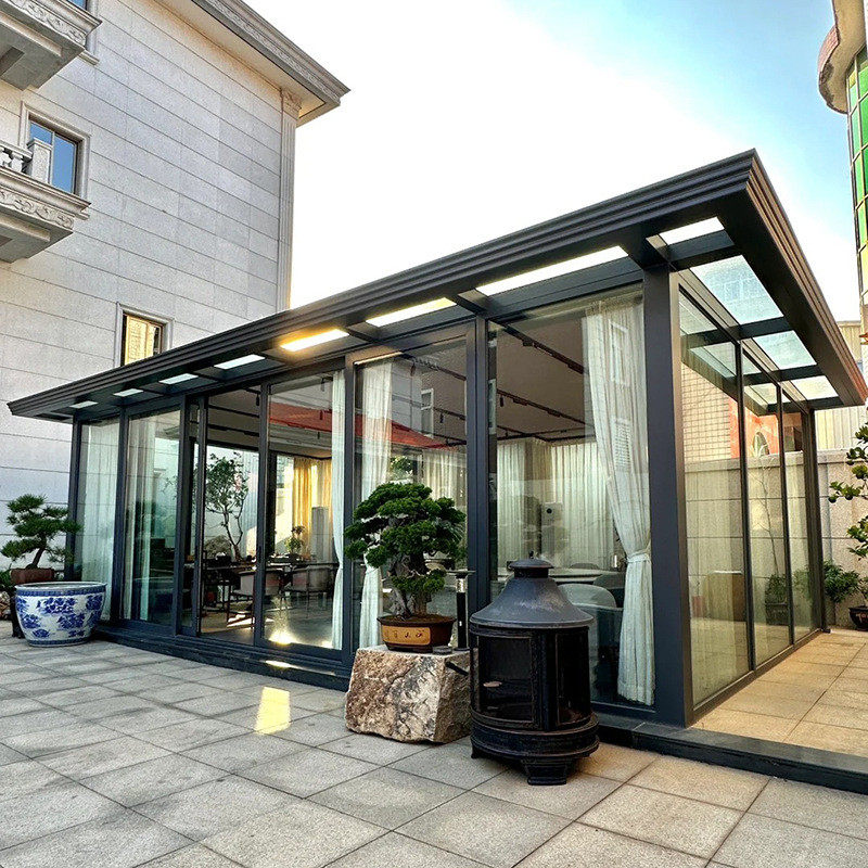 定制铝合金阳光房露台封阳台断桥铝门窗隔音花园庭院玻璃房别墅