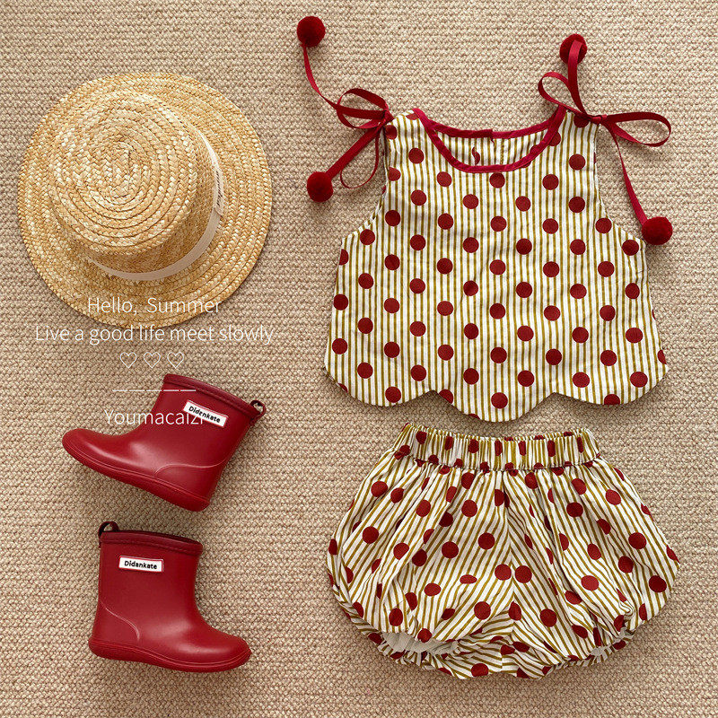 乐晨家2023夏装新品波点宝宝套装可爱洋气无袖两件套,童装/婴儿装/亲子装,套装,淘宝优惠券,粉丝福利购,淘宝优惠卷