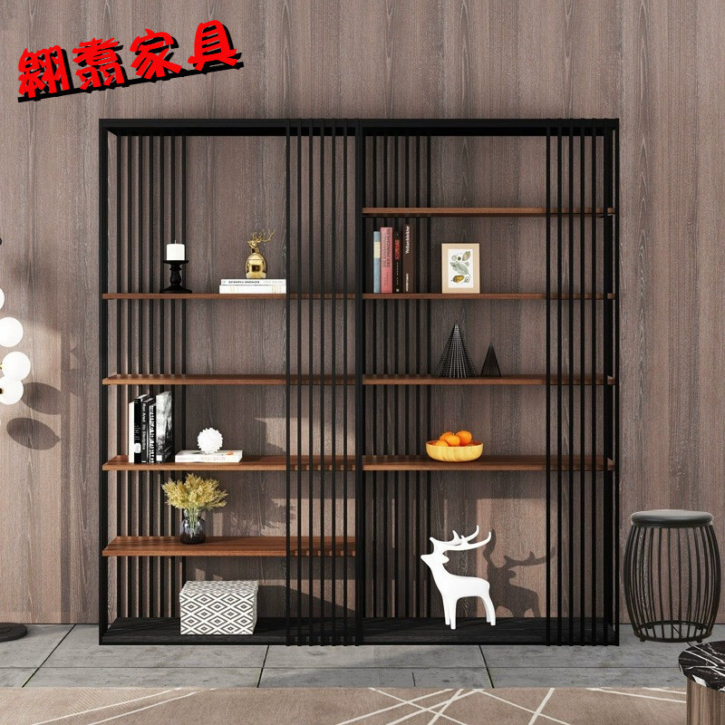 热销实木靠墙展示架落地层架办公室铁艺隔断置物架简约家用客厅玄