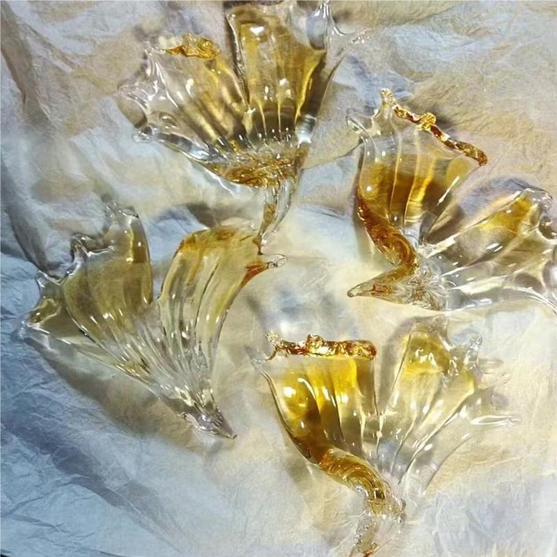 创意酒店大厅艺术枫叶玻璃吊灯商场装饰挂件婚礼婚庆琉璃走廊灯具