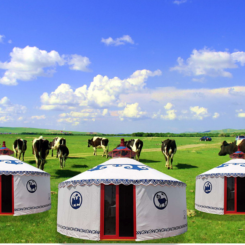 奥松板雕刻蒙古包草原旅游住宿户外餐饮防雨抗风帐篷可移动