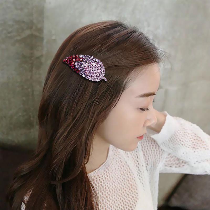 水钻BB夹韩国树叶刘海夹边夹简约发夹夹碎头发夹子发饰侧夹一字夹