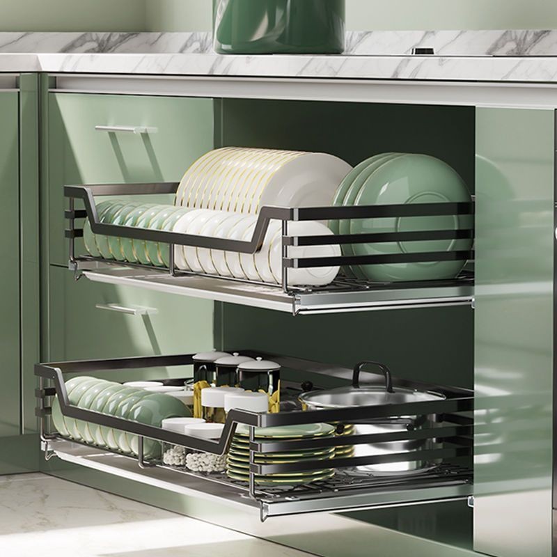 热销橱柜.纳米不锈钢拉篮全套阻尼网红缓冲拉篮抽屉碗架双层碗碟