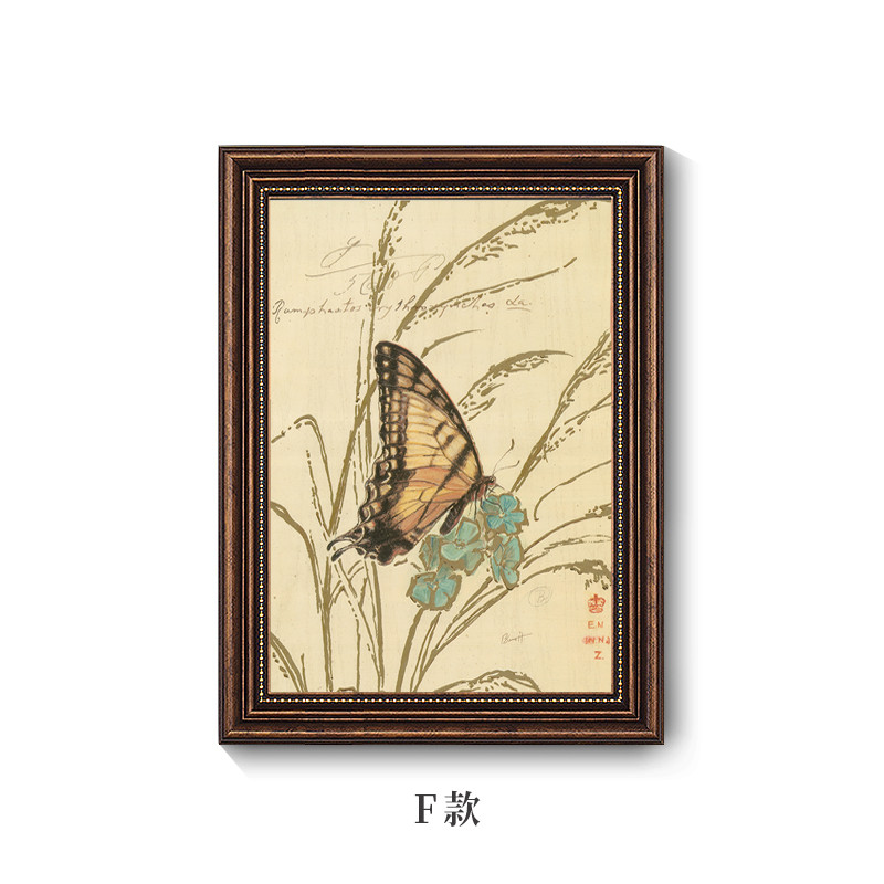 vhm7美式客厅装饰画田园床头画蝴蝶挂画卧室风格简美餐厅壁画过道图片