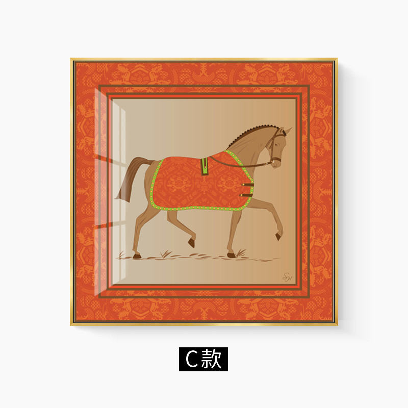 马头美式玄关装饰画轻奢挂画画北欧风格轻奢后现代样板房床头壁画图片