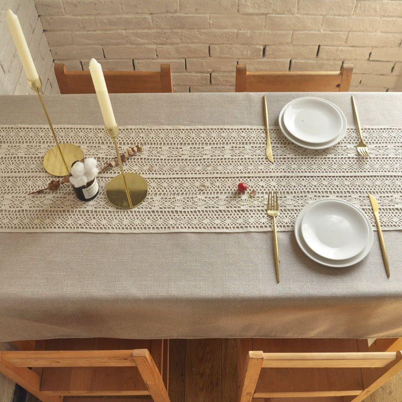 热销文艺美式桌旗条纹手工钩针蕾丝田园编织钩花镂空复古流苏茶几