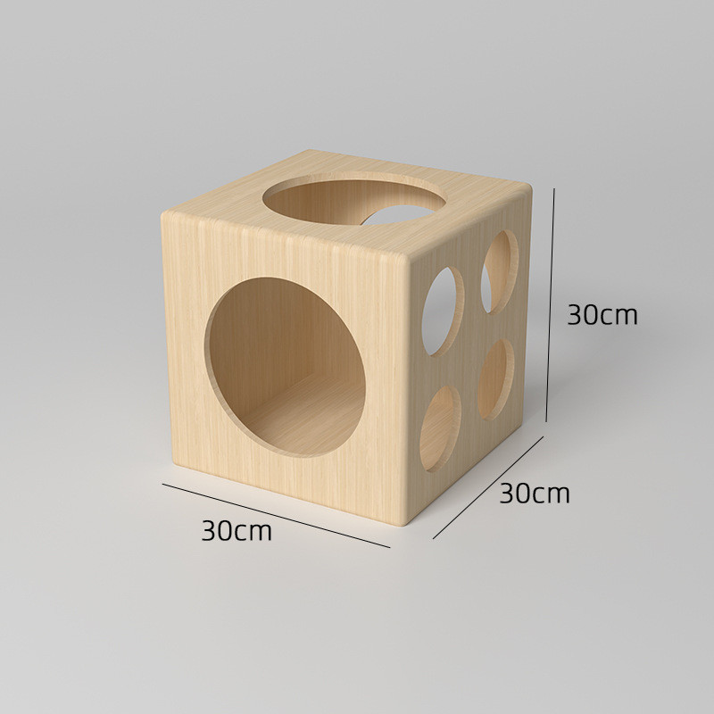 木质趣味拼接猫窝四季通用室内强磁方格猫屋半封闭家具