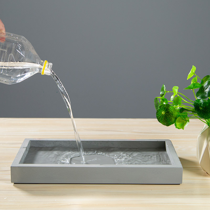 长方形仿水泥花盆托盘长条花盆接水底盘花托多肉盆景底座防水家用