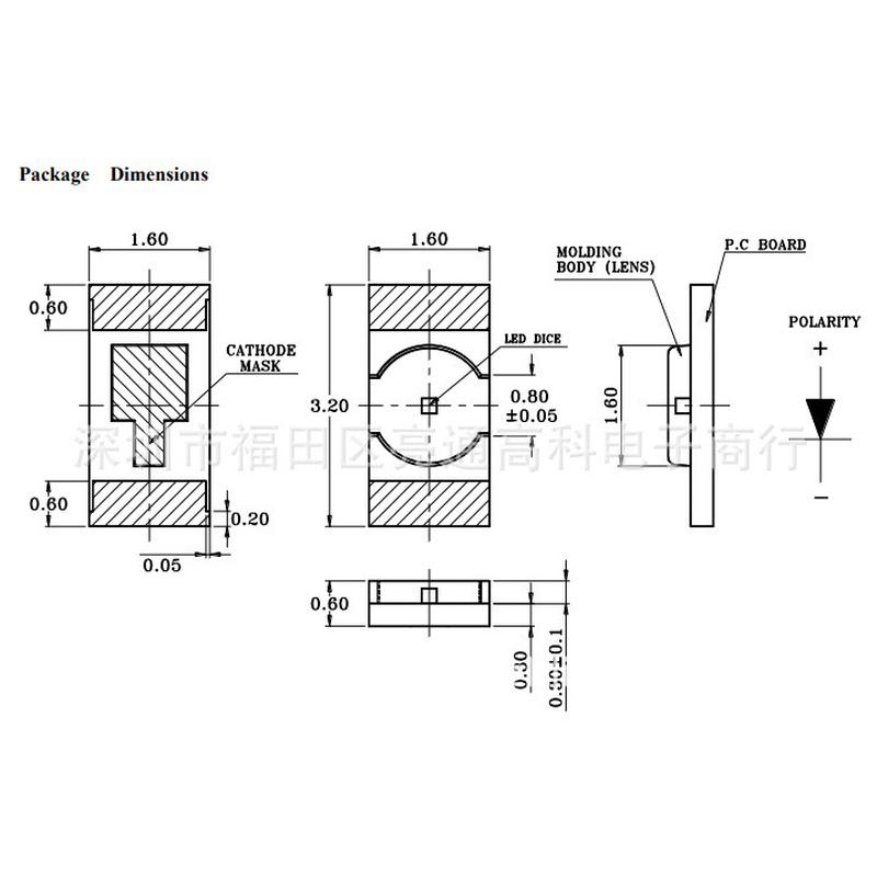 热销ltst-c21rtgkt翠绿1206内凹透镜绿色灯珠绿光贴片led发光二极