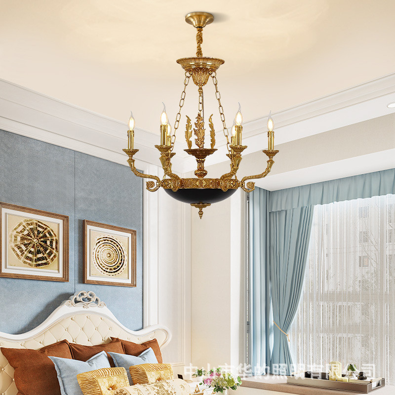 热销欧式吊灯法式复式楼别墅全铜客厅餐厅卧室书房创意灯具
