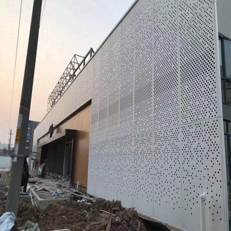 金属外墙氟碳漆白色冲孔铝单板装饰穿孔造型雨棚门头镂空铝板型材