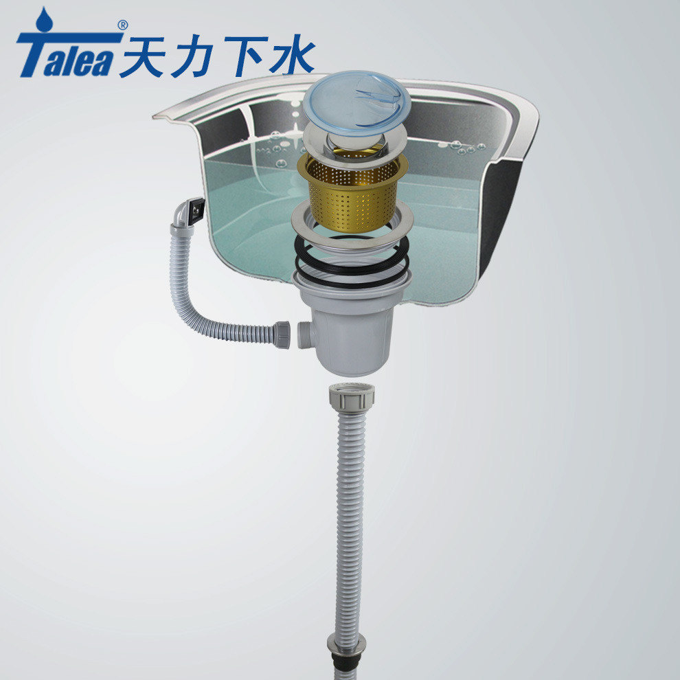 天力水槽配件单槽下水套装韩式超大下水器180大口径下水Z6006C078
