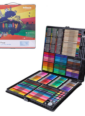 258pc儿童礼品水彩笔套装小学生美术画笔油画棒蜡笔套装绘画套装