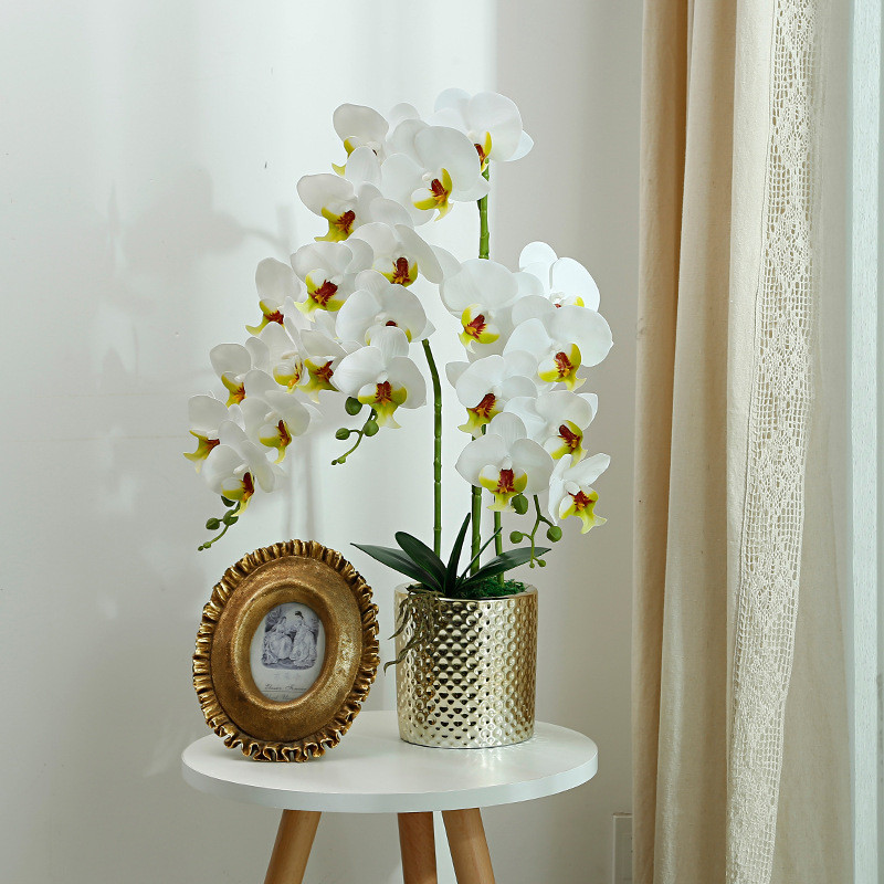 蝴蝶兰仿真花摆件客厅手感假花摆设北欧轻奢风餐桌花摆花花艺桌面