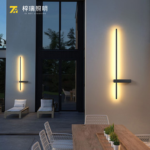 63n太阳能壁灯户外长条形灯会所装 饰外墙灯防水庭院灯别墅入户门