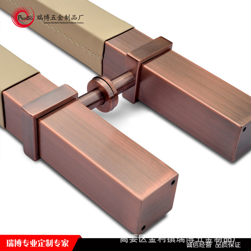 轻奢包皮革加厚304不锈钢玻璃门拉手仿古铜方管有框门木门大拉手