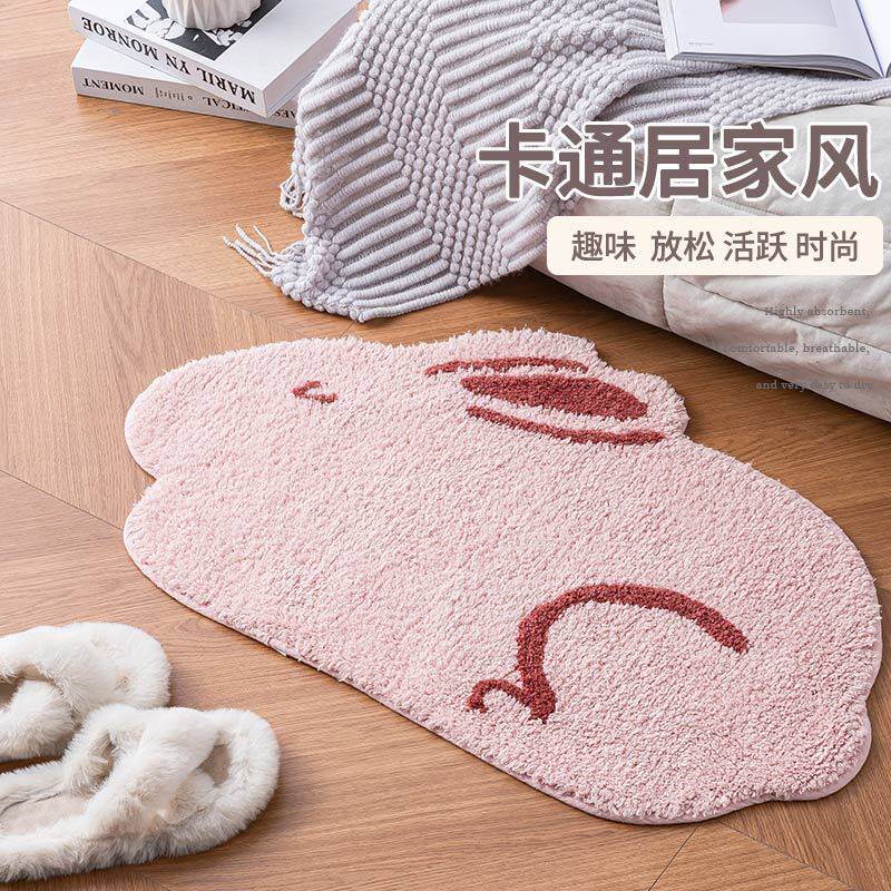 纯棉加厚毛绒可爱卡通地垫卧室门垫浴室吸水防滑垫卫生间脚垫家用