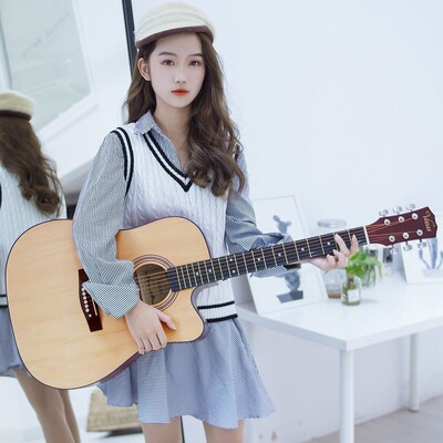 【工厂批发】41寸民谣吉他缺角新手练习普及琴行 guitar