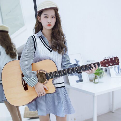 【工厂批发】41寸民谣吉他缺角新手练习普及琴行 guitar