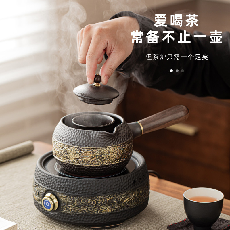 电陶炉煮茶壶耐高温陶瓷侧把茶壶煮茶器套装家用烧茶炉围炉煮茶炉