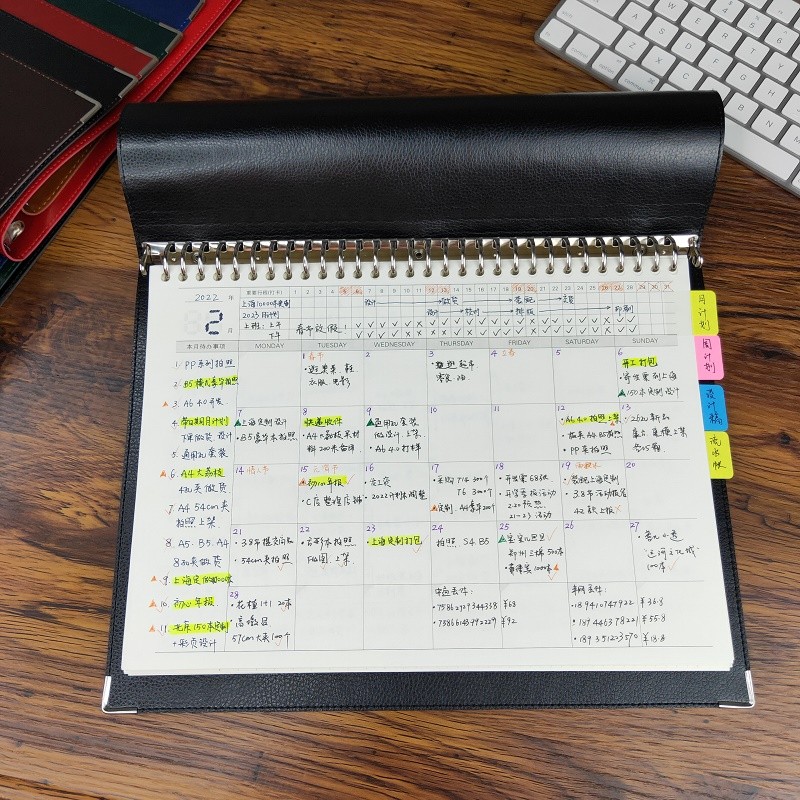 【大号加厚周\月计划自填日期】30孔A4可拆卸上翻活页本记事本子5
