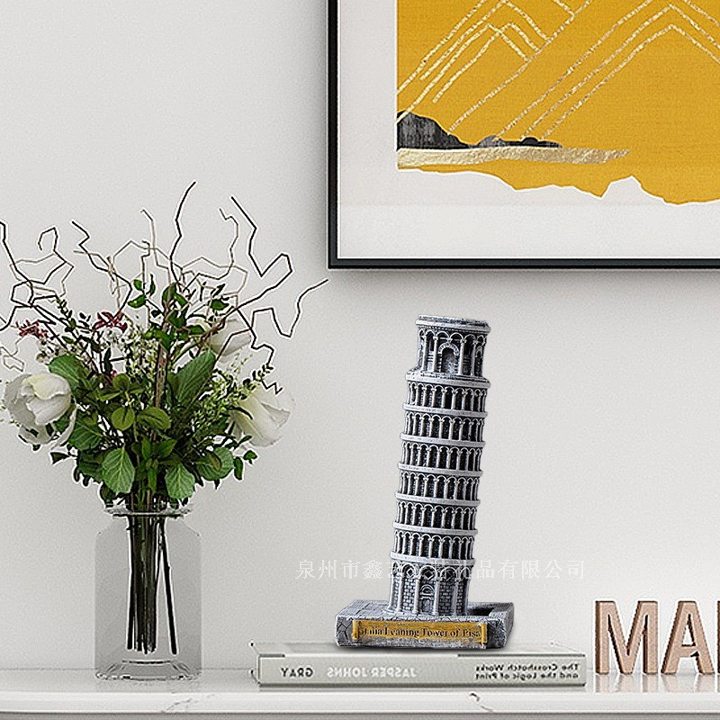 热销欧式复古斜塔工艺品意大利比萨斜塔模型树脂旅游纪念品地标建