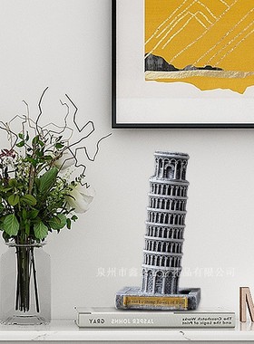 热销欧式复古斜塔工艺品意大利比萨斜塔模型树脂旅游纪念品地标建