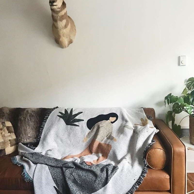 东柏拨片几何个性创意手绘挂毯沙发巾装饰毯棉质休闲毯背景壁毯,居家布艺,挂毯/壁毯,淘宝优惠券,粉丝福利购,淘宝优惠卷