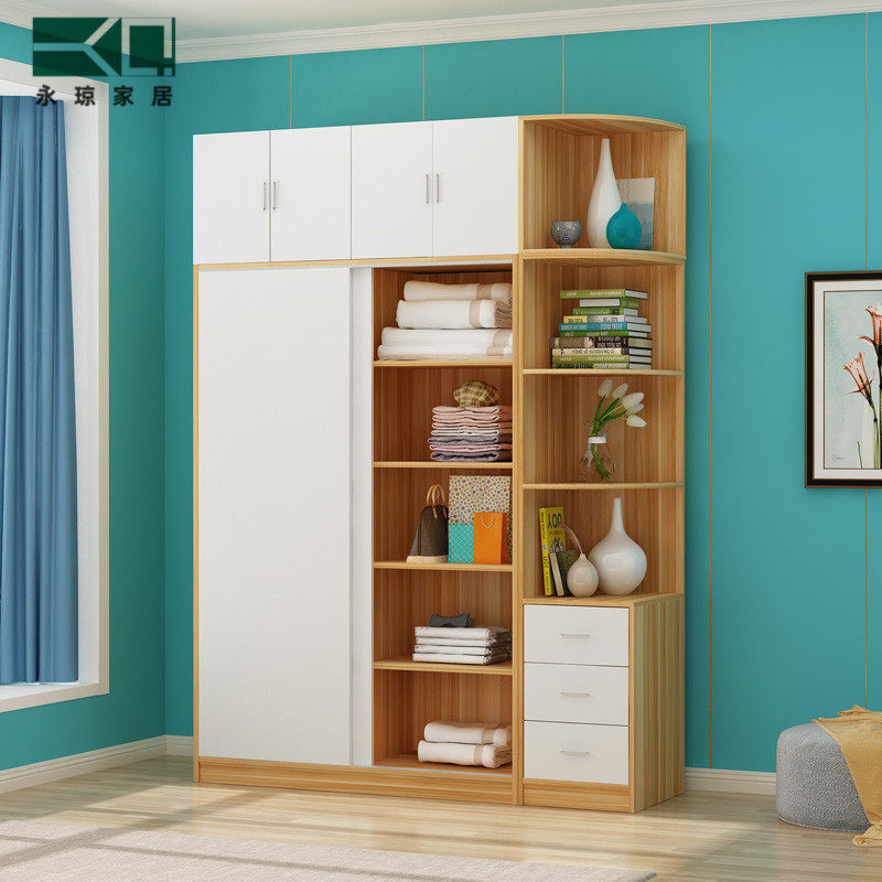 YQ推拉门衣柜卧室卧室两门大衣柜木质衣柜收纳储物柜移门衣柜