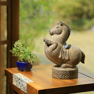 室内仿古马摆件客厅书房电视柜桌面新中式装饰工艺招财礼品