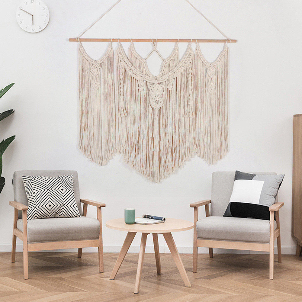 新款北欧风家居装饰壁挂手工编织大挂毯波西米亚毯婚礼装饰棉绳