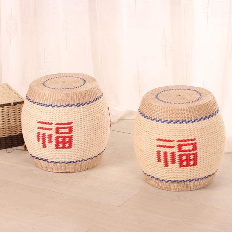 实木编蒲团福蒲团小桌子字圆墩田园矮凳茶几凳儿童阳台茶室创意