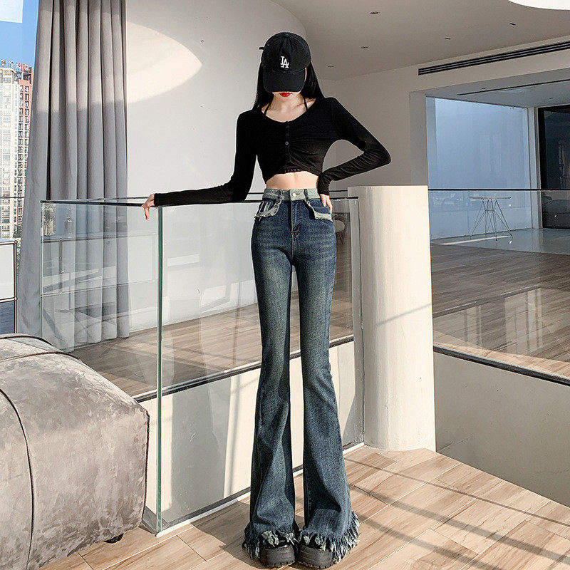 300斤特大码美式流苏微喇叭毛边设计感拖地长裤女,女装/女士精品,大码裤装,淘宝优惠券,粉丝福利购,淘宝优惠卷