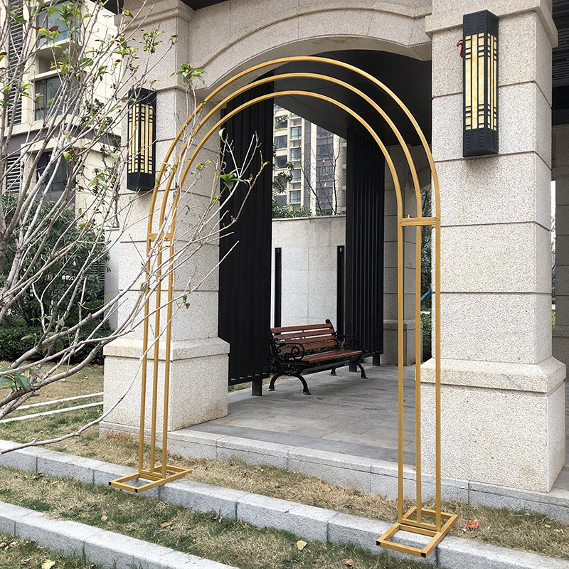 热销拱花婚庆道具铁艺拱三杆新款幸福单双杆拱婚礼舞台布置