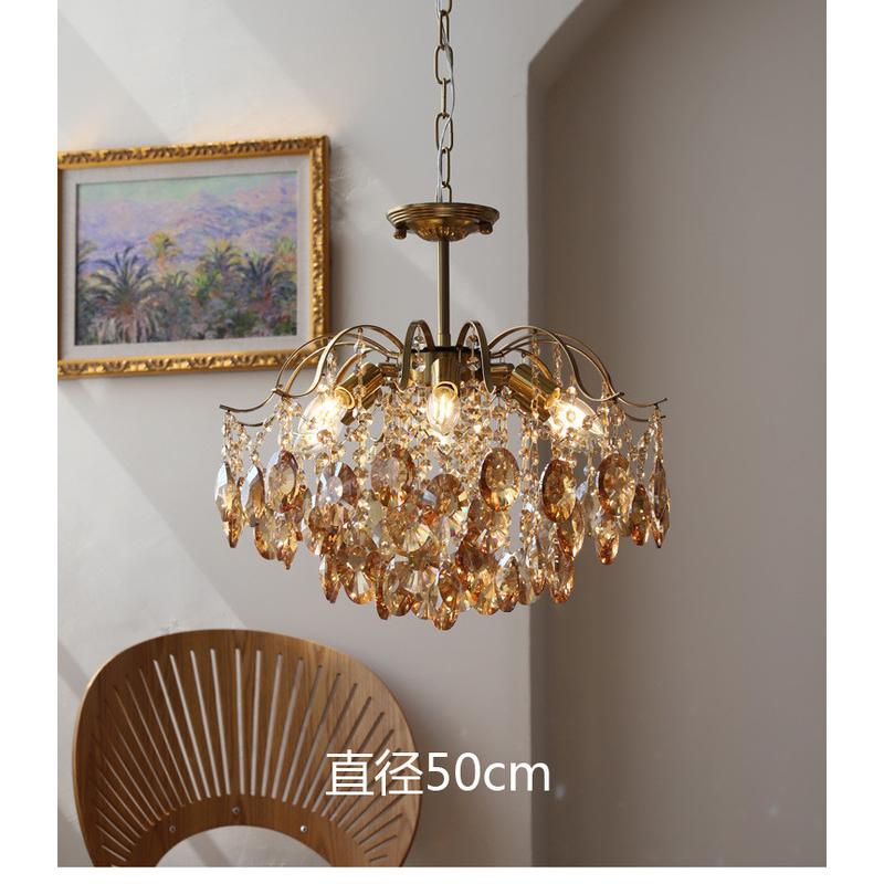 轻奢全铜水晶吊灯法式客厅卧室灯床头玄关书房复古网红美式餐厅灯