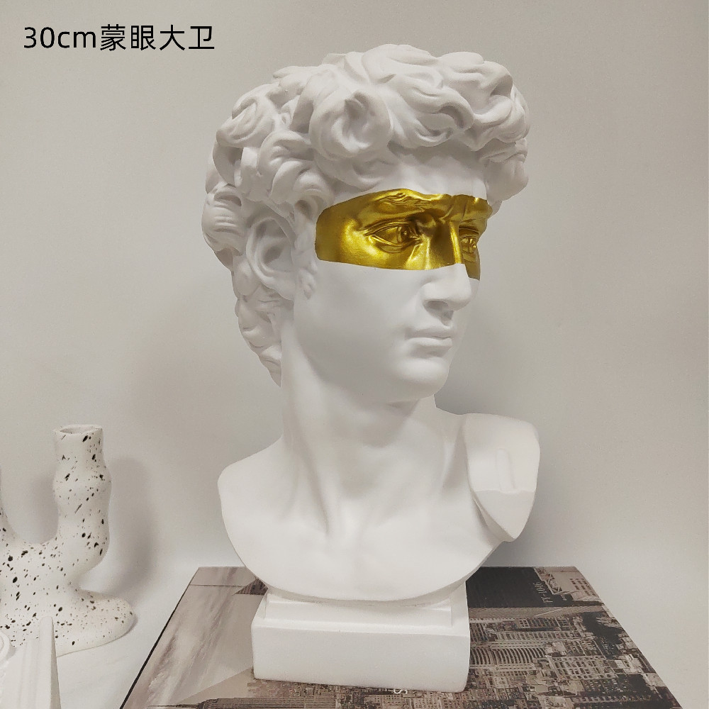 金色蒙眼大卫树脂仿石膏雕塑欧式摆件创意装饰艺术美术门店展示品